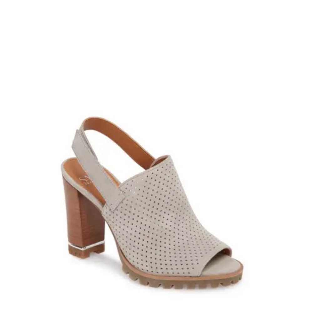 Franco Sarto Analise Gray Suede Heeled Sandal Size 8 Medium - Picture 2 of 11